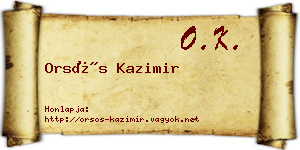 Orsós Kazimir névjegykártya